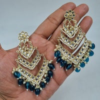 Gehana Mahal Gold Plated Kundan And Beads Dangler Earrings