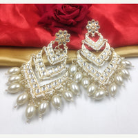 Gehana Mahal Gold Plated Kundan And Beads Dangler Earrings