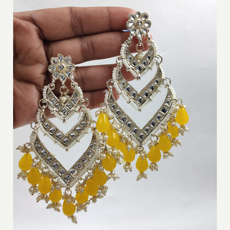 Gehana Mahal Gold Plated Kundan And Beads Dangler Earrings