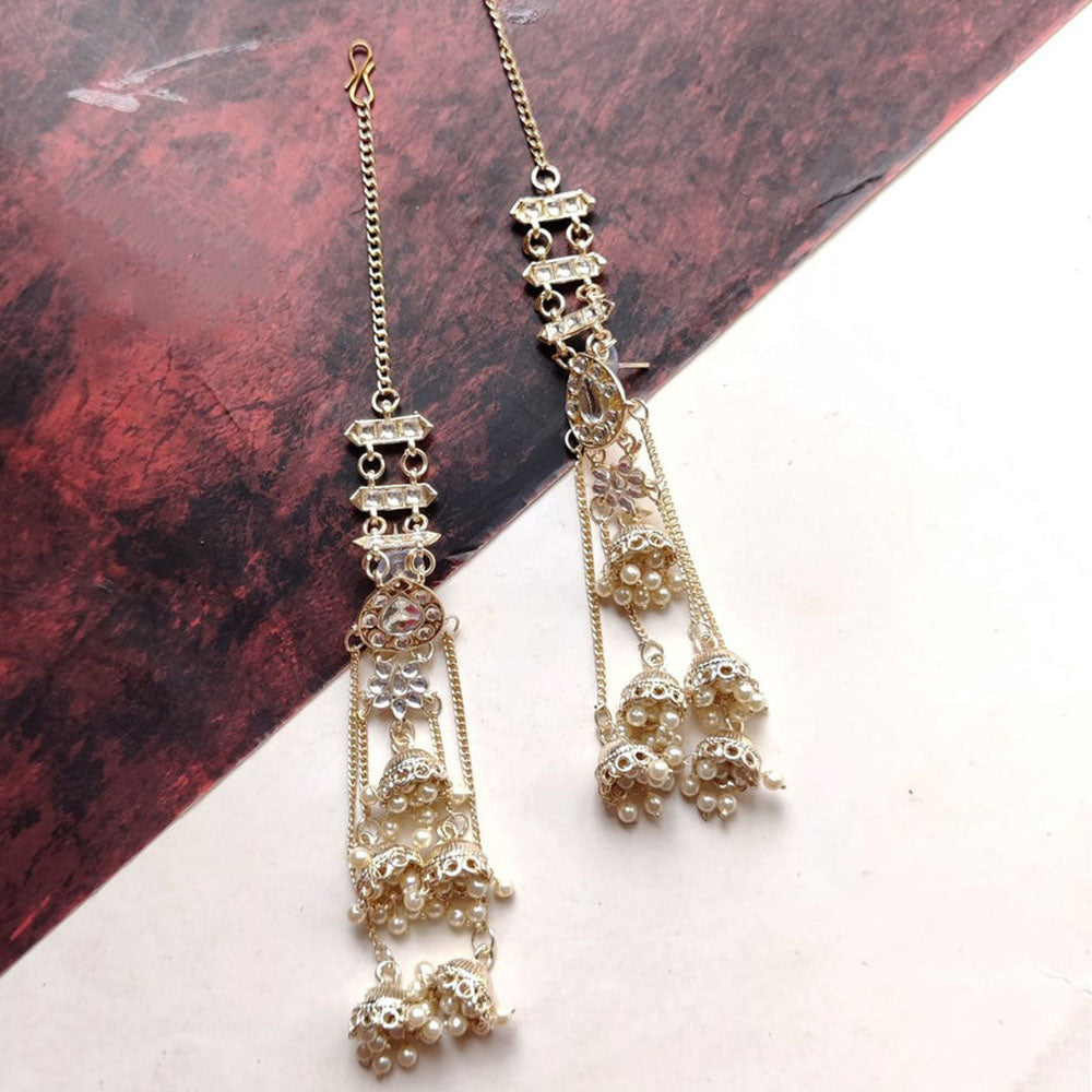 Gehana Mahal Gold Plated Kundan Kanchain Earrings