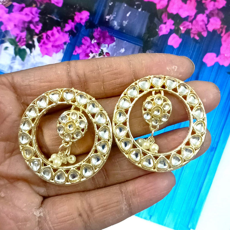 Knigght Angel Jewels Gold Plated Kundan Studs Earrings