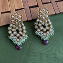 Arham Premium Gold Plated Designer Heavy Polki Kundan Beads Meenakari Dangler Earrings