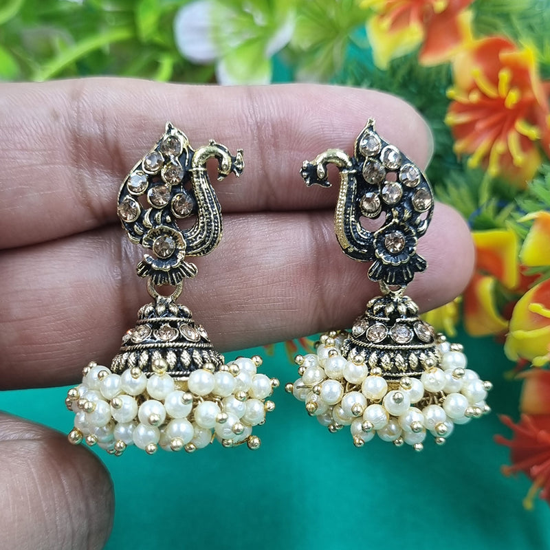 Gehana Mahal Gold Plated Pearl Jhumki Earrings