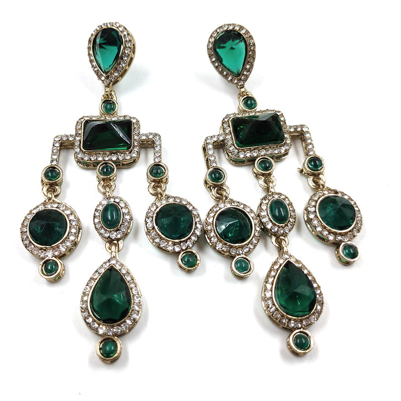 Gehana Mahal Gold Plated Austrian Stone Dangler Earrings