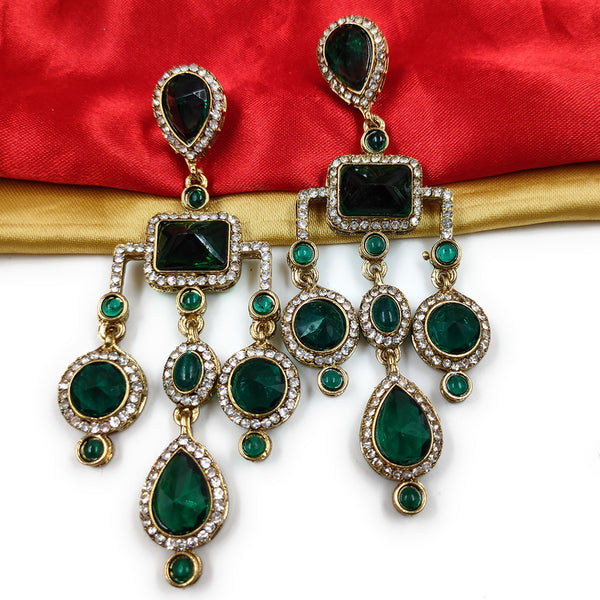 Gehana Mahal Gold Plated Austrian Stone Dangler Earrings