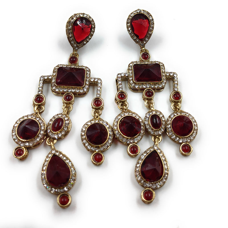 Gehana Mahal Gold Plated Austrian Stone Dangler Earrings