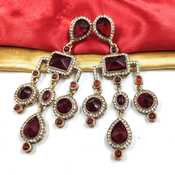 Gehana Mahal Gold Plated Austrian Stone Dangler Earrings