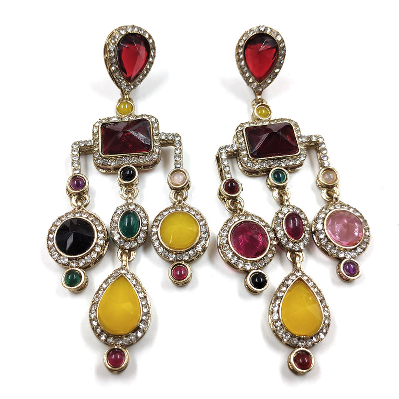 Gehana Mahal Gold Plated Austrian Stone Dangler Earrings