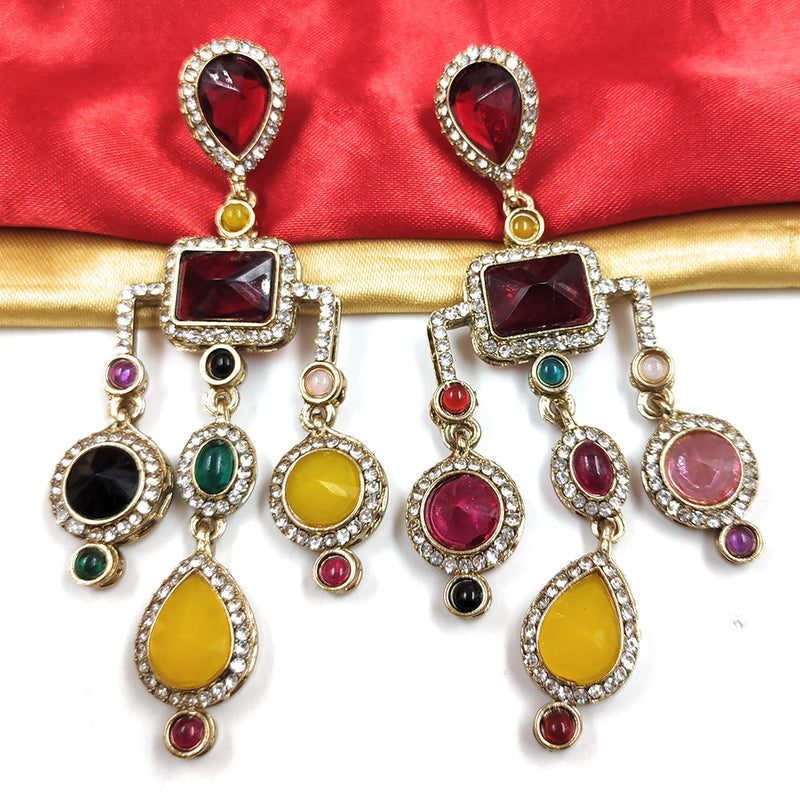 Gehana Mahal Gold Plated Austrian Stone Dangler Earrings