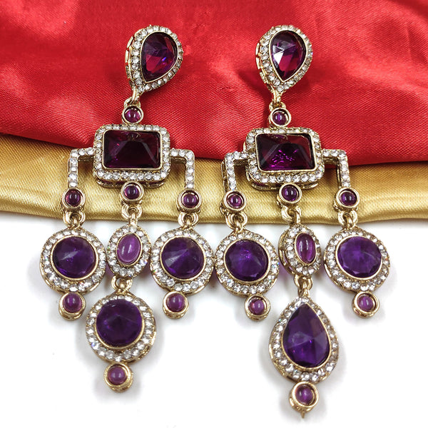 Gehana Mahal Gold Plated Austrian Stone Dangler Earrings