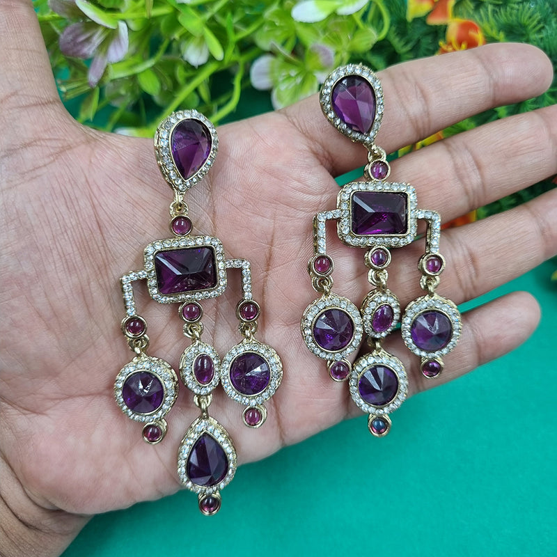 Gehana Mahal Gold Plated Austrian Stone Dangler Earrings