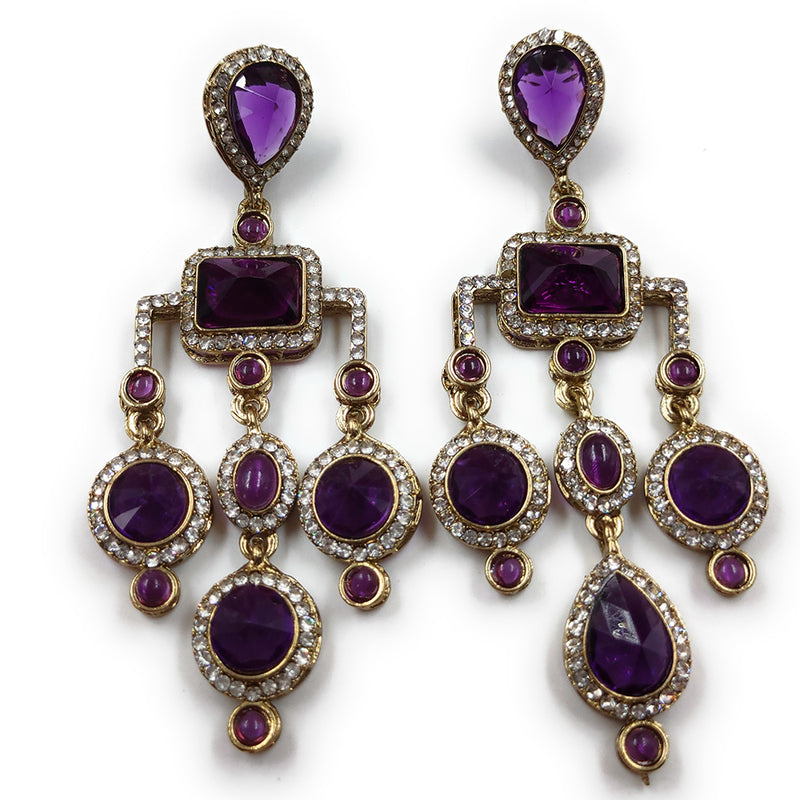 Gehana Mahal Gold Plated Austrian Stone Dangler Earrings