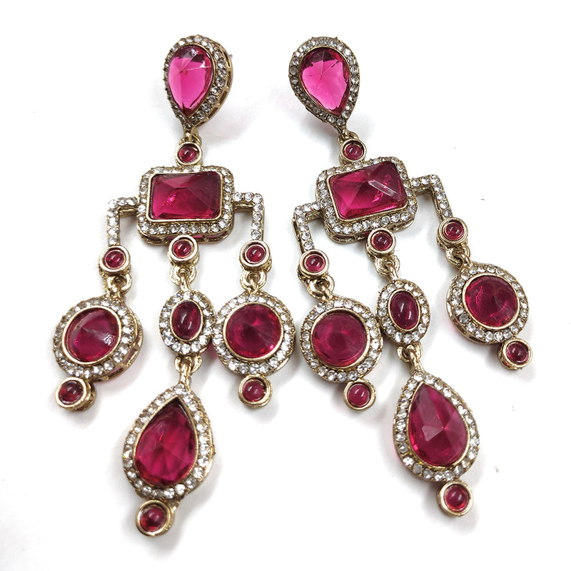 Gehana Mahal Gold Plated Crystal Stone Dangler Earrings