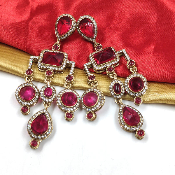 Gehana Mahal Gold Plated Crystal Stone Dangler Earrings