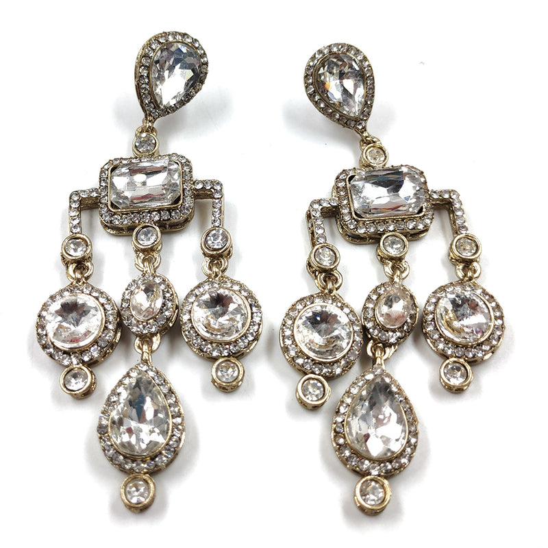 Gehana Mahal Gold Plated Crystal Stone Dangler Earrings