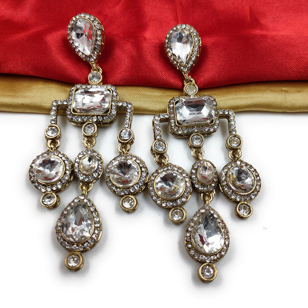 Gehana Mahal Gold Plated Crystal Stone Dangler Earrings