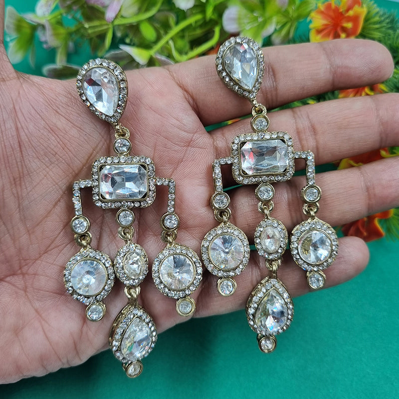 Gehana Mahal Gold Plated Crystal Stone Dangler Earrings