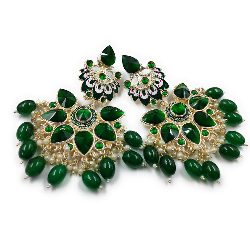 Gehana Mahal Gold Plated Crystal Stone Dangler Earrings