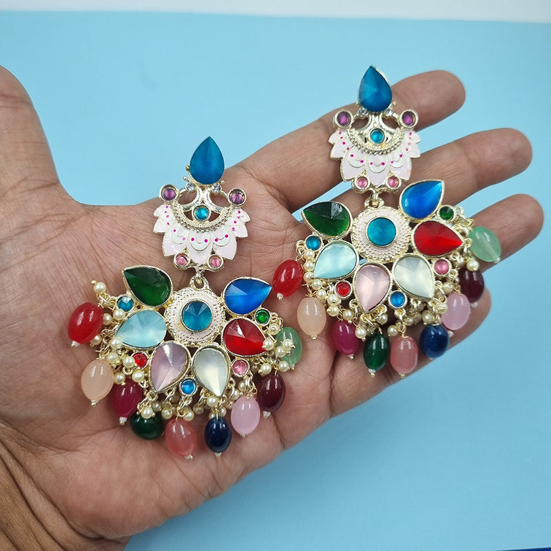 Gehana Mahal Gold Plated Crystal Stone Dangler Earrings