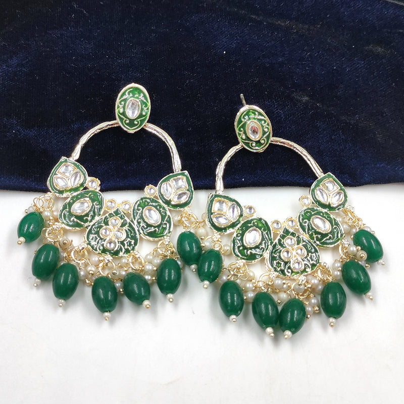 Gehana Mahal Gold Plated Kundan Dangler Earrings