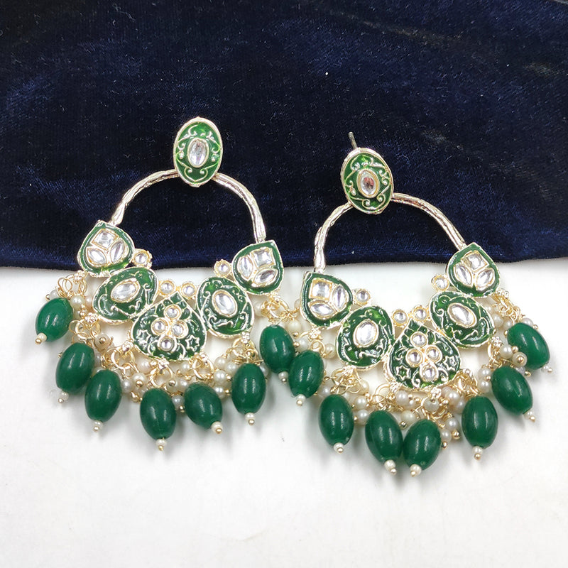 Gehana Mahal Gold Plated Kundan Dangler Earrings