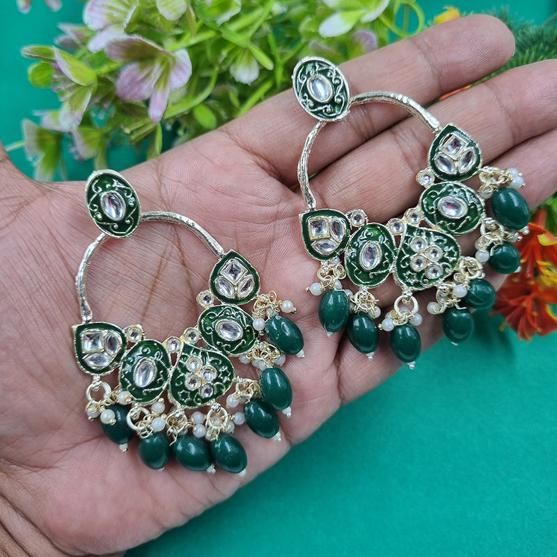 Gehana Mahal Gold Plated Kundan Dangler Earrings