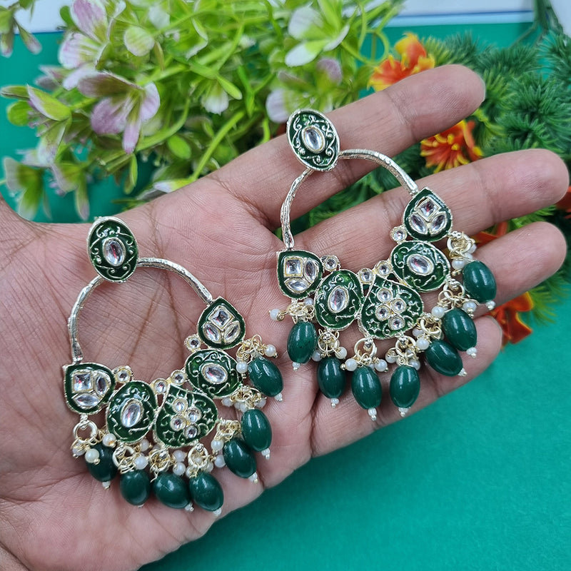 Gehana Mahal Gold Plated Kundan Dangler Earrings