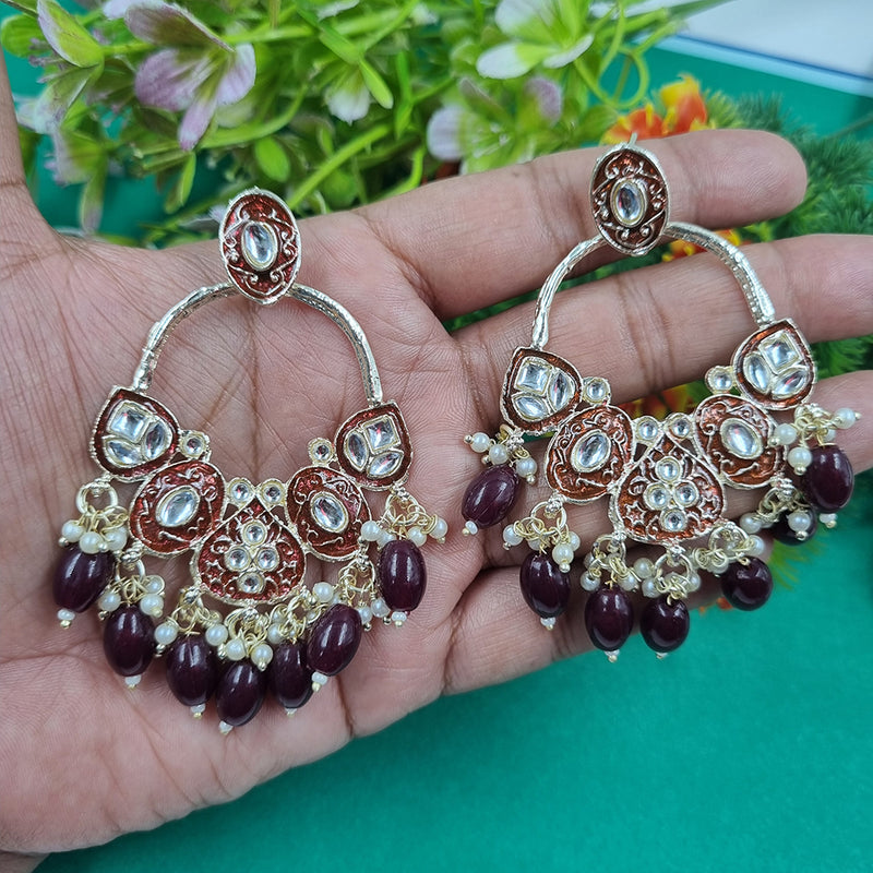 Gehana Mahal Gold Plated Kundan Dangler Earrings