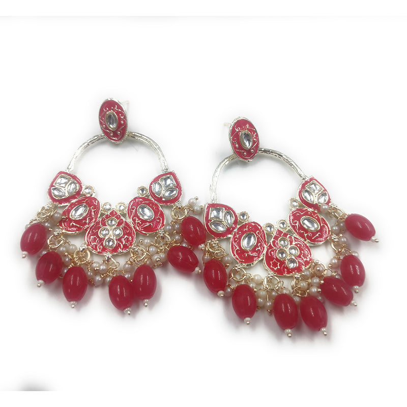 Gehana Mahal Gold Plated Kundan Dangler Earrings