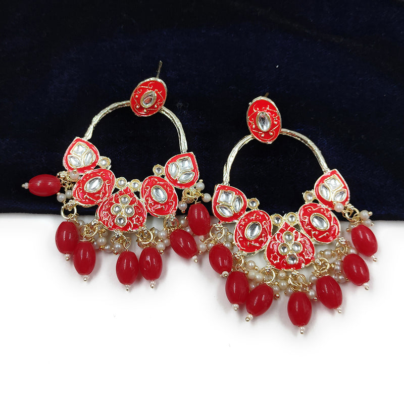 Gehana Mahal Gold Plated Kundan Dangler Earrings