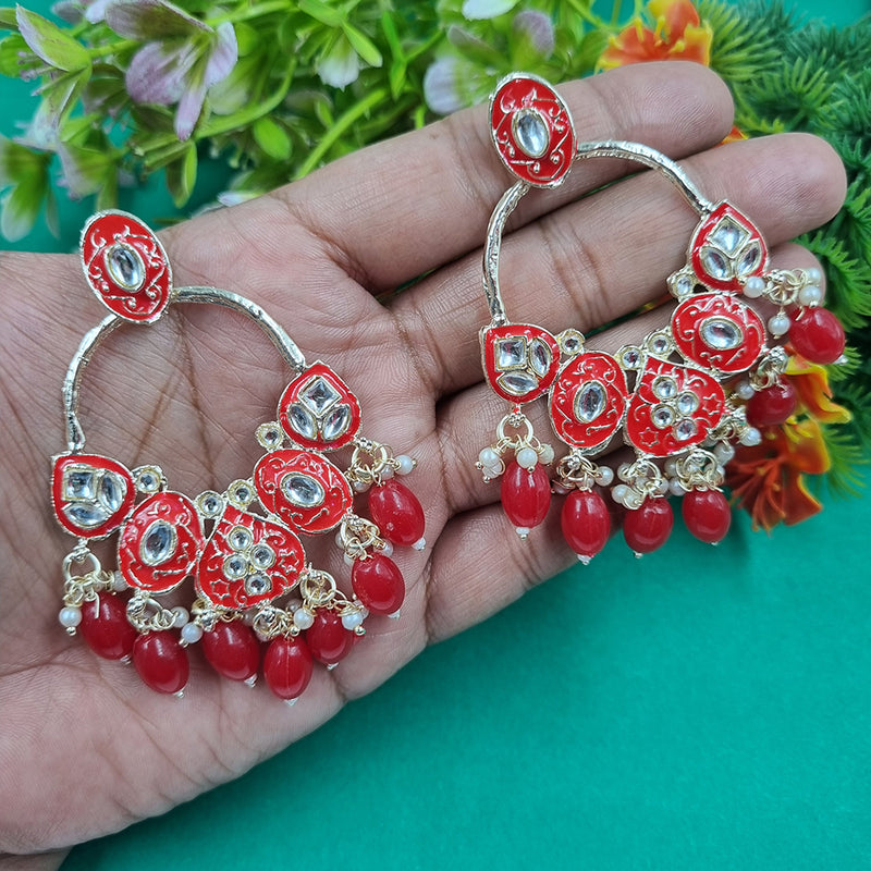 Gehana Mahal Gold Plated Kundan Dangler Earrings