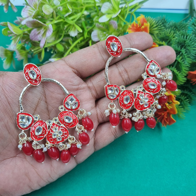 Gehana Mahal Gold Plated Kundan Dangler Earrings