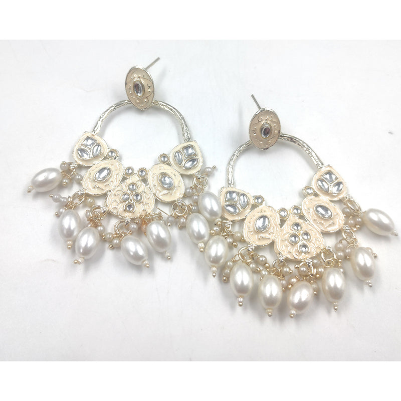 Gehana Mahal Gold Plated Kundan Dangler Earrings