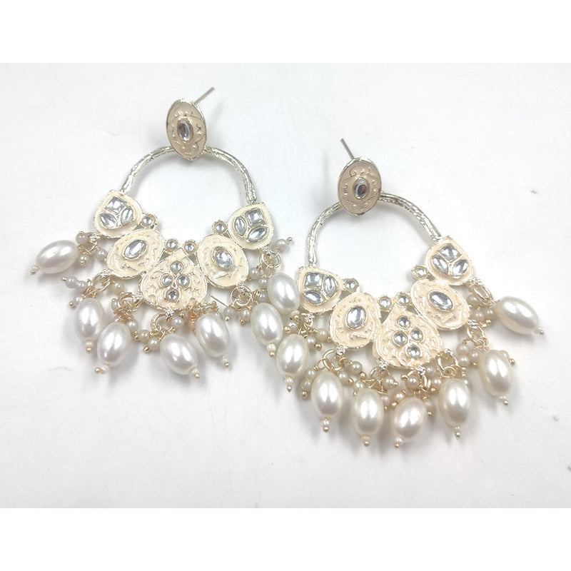 Gehana Mahal Gold Plated Kundan Dangler Earrings