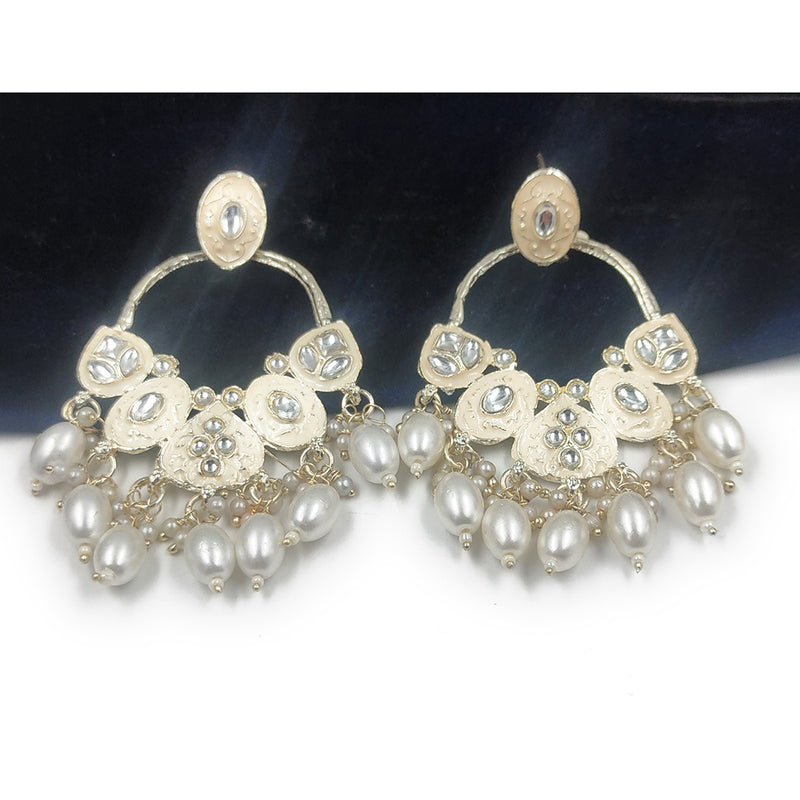 Gehana Mahal Gold Plated Kundan Dangler Earrings