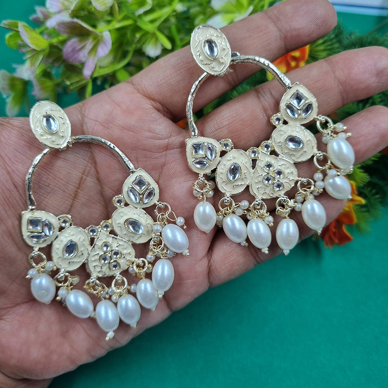 Gehana Mahal Gold Plated Kundan Dangler Earrings