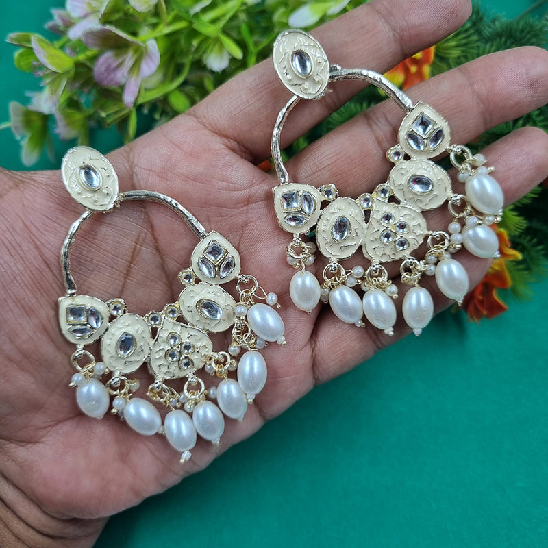 Gehana Mahal Gold Plated Kundan Dangler Earrings