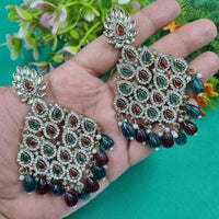 Gehana Mahal Gold Plated Austrian Stone And Beads Dangler Earrings