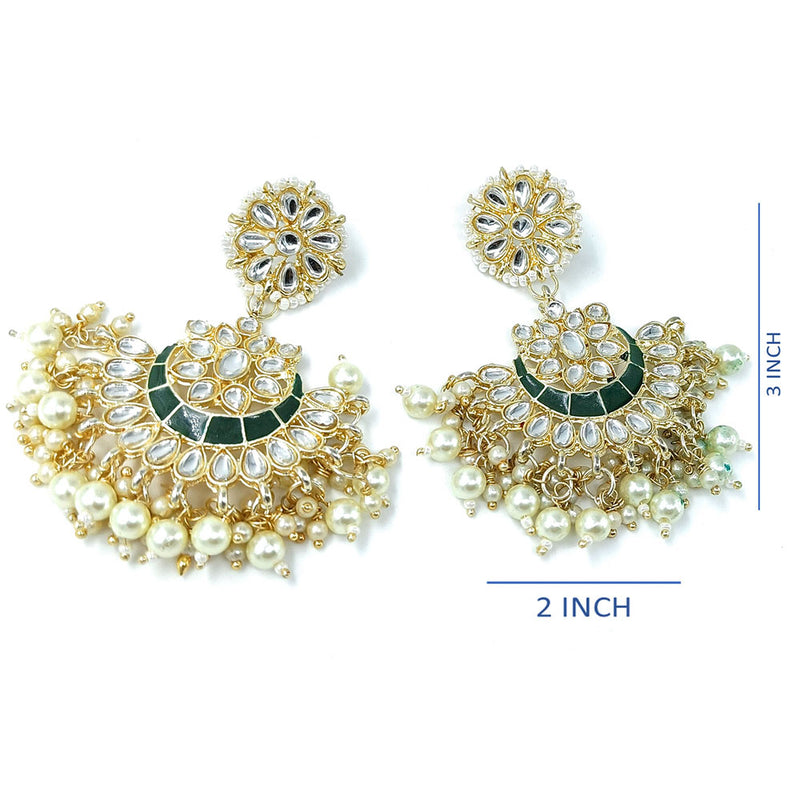 Knigght Angel Jewels Gold Plated Kundan And Meenakari Dangler Earrings