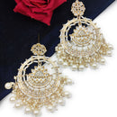 Gehana Mahal Gold Plated Kundan And Pearl Dangler Earrings