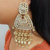 Gehana Mahal Gold Plated Kundan And Pearl Dangler Earrings