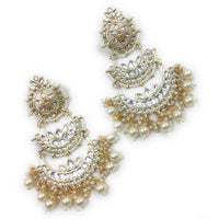 Gehana Mahal Gold Plated Kundan And Pearl Dangler Earrings