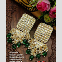 Knigght angel Gold Plated Kundan And Beads Dangler  Earrings