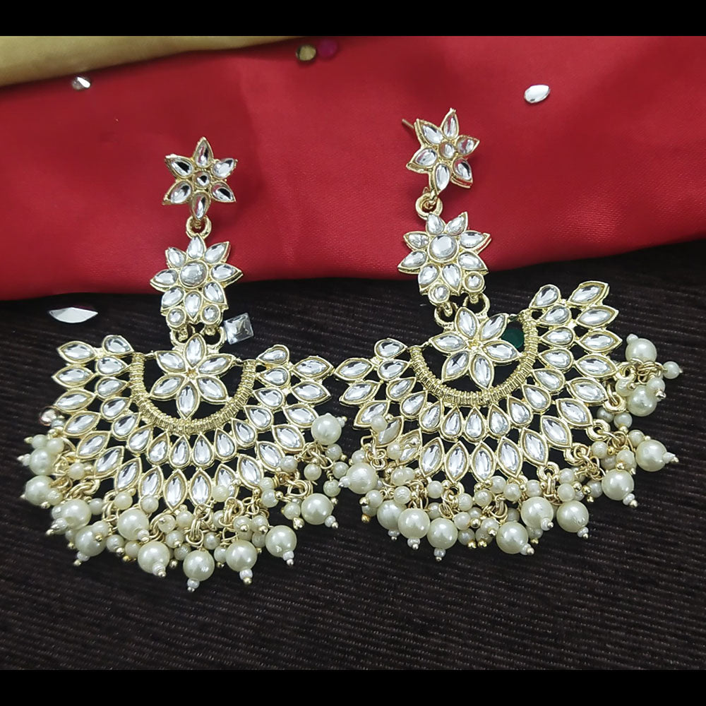 Gehana Mahal Gold Plated Kundan And Pearl Dangler Earrings