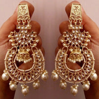 Gehana Mahal Gold Plated Kundan And Pearl Dangler Earrings