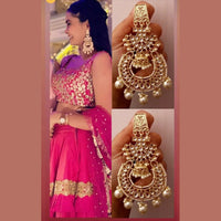 Gehana Mahal Gold Plated Kundan And Pearl Dangler Earrings