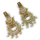 Gehana Mahal Gold Plated Kundan And Pearl Dangler Earrings