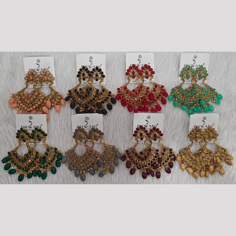 Dhwani Elegant Pota Stone And Pearl Dangler Earrings (Pack of 8)