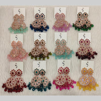 Dhwani Sparkling Austrian Stone Dangler Earrings with Beads (Pack of 12)