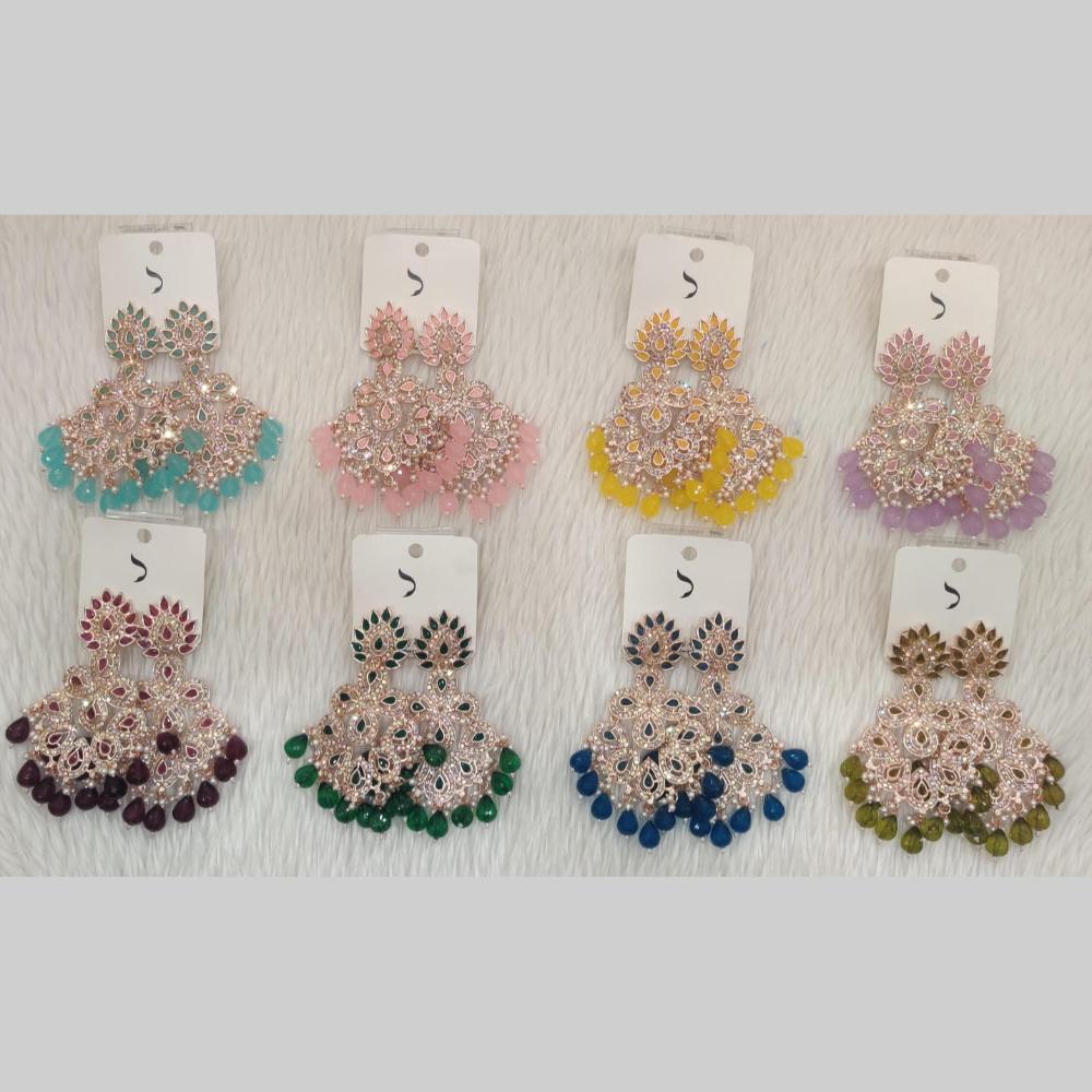 Dhwani Sparkling Austrian Stone Dangler Earrings with Beads (Pack of 8)
